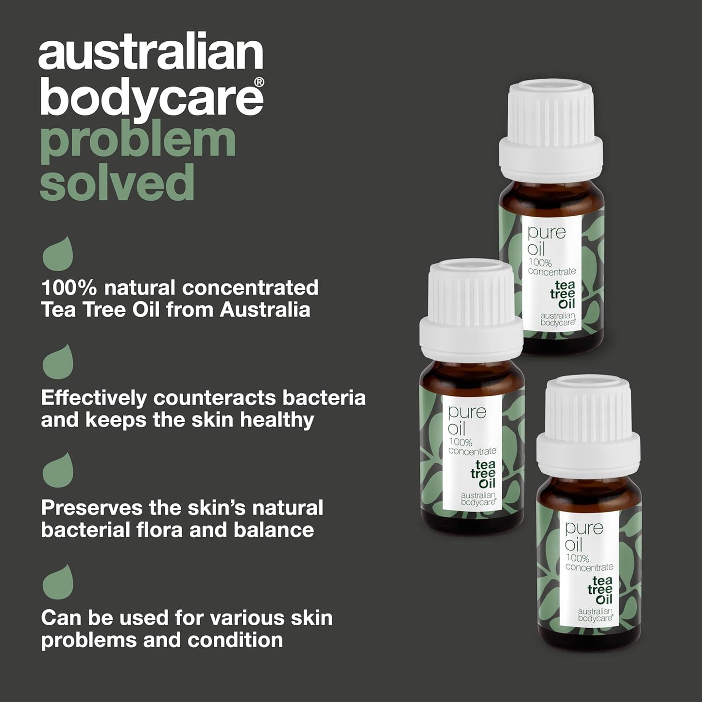 100% Pure Tea Tree Oil, 3 X 30 Ml | Our Tea Tree Oil Is Pure and of Pharmaceutical Grade
