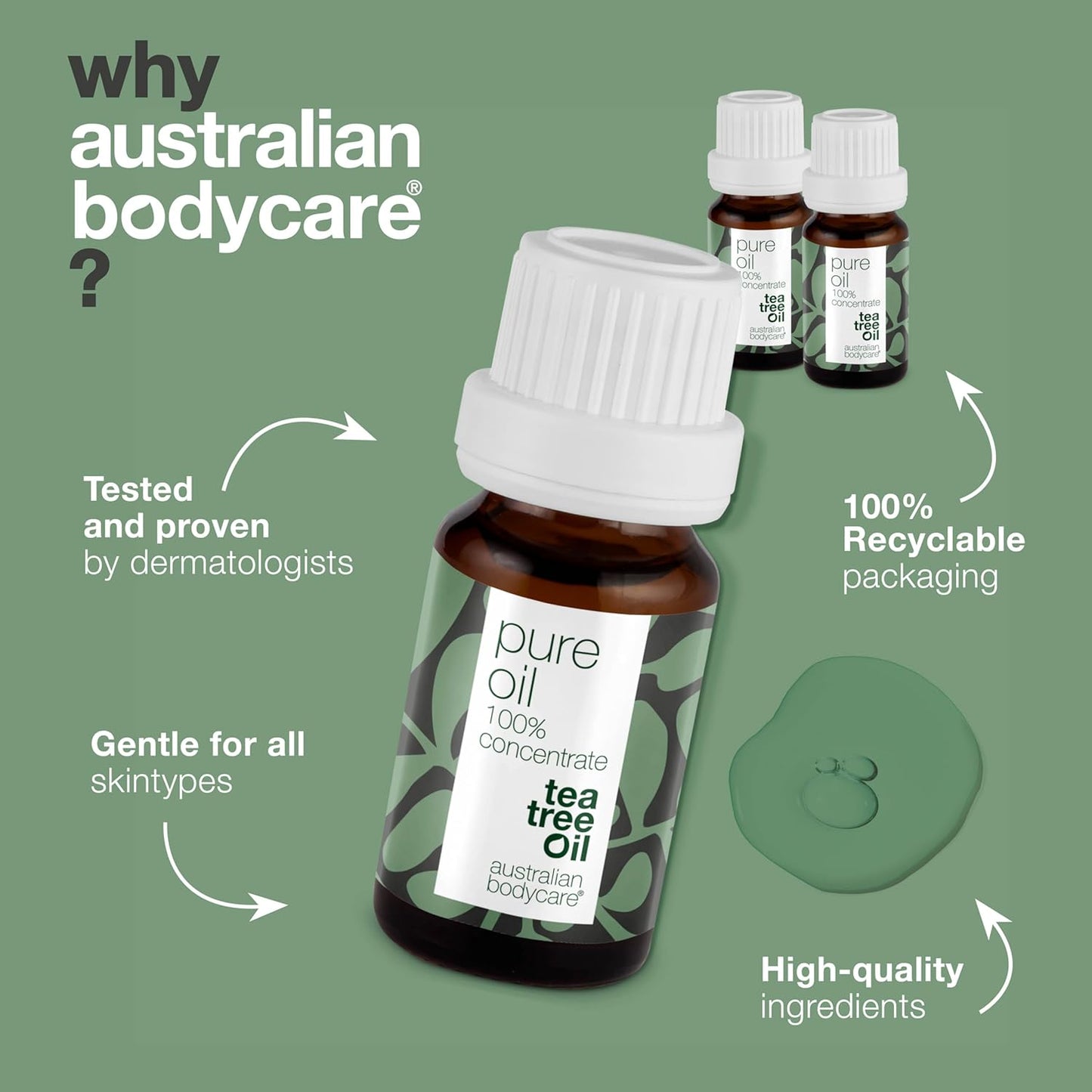 100% Pure Tea Tree Oil, 3 X 30 Ml | Our Tea Tree Oil Is Pure and of Pharmaceutical Grade
